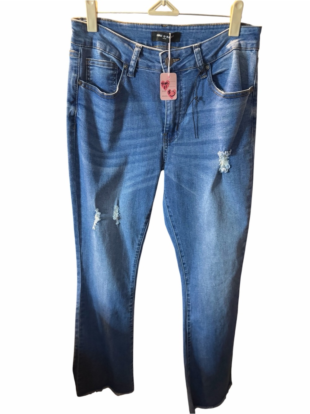 Fire & Rain Women’s Stretch Straight-Leg Distressed Jeans — Blue
